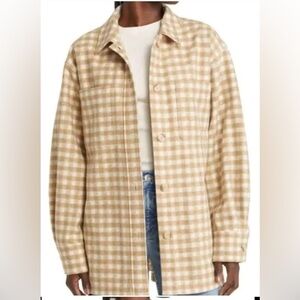FRAME gingham plaid  Tan Checkered Jacket wool shacket